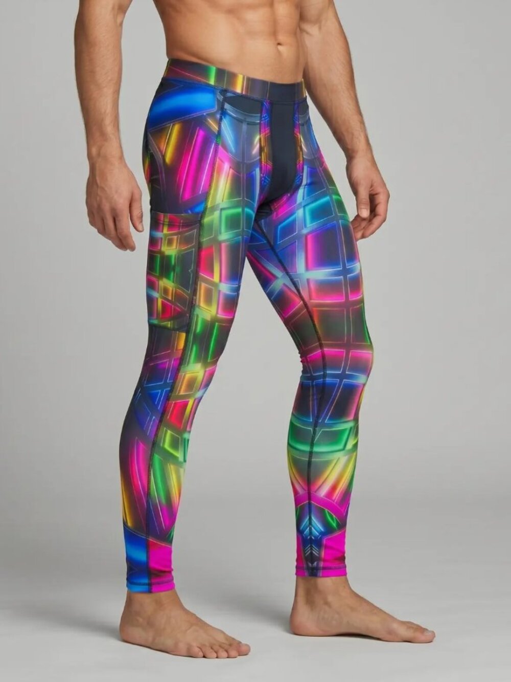 Neon Mens Leggings Running Meggings Wrestling Cycling Athletic 3xl Compression